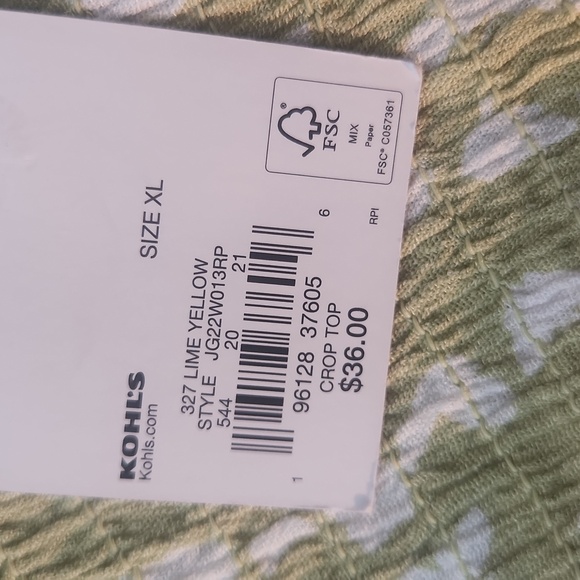 NWT XL by  SO off the shoukder crop top in lime green and white - Picture 4 of 6